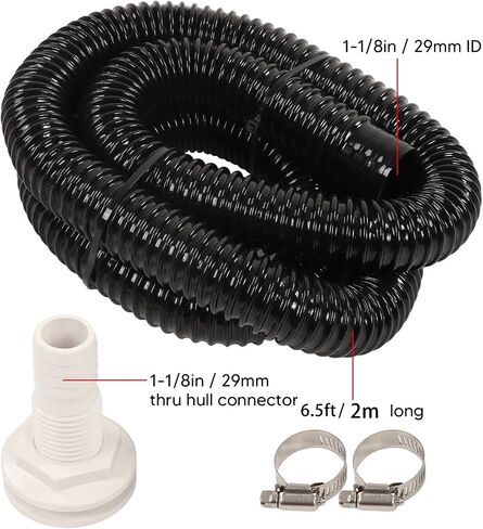 Bilge Pump Hose Installation Kit 6.6 FT Hose 3/4-Inch Diameter with 2 Hose Clamps and Thru Hull Fitting Boat Accessories in Saudi Arabia