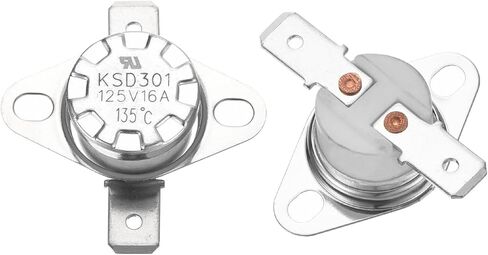 uxcell 2pcs KSD301 Thermostat 110°C/230°F 16A Normally Closed N.C Adjust Snap Disc Temperature Switch for Microwaves,Oven,Coffee Maker,Ceramic Material in Saudi Arabia