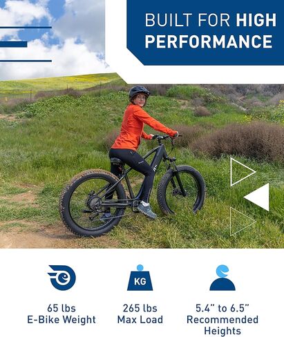 Hiboy P6 Electric Bike for Adults, 28MPH 62.1Miles Range 1000W Peak Motor 48V 13Ah Removable Battery Ebike, 26" x 4.0" Fat Tire Electric Bicycle, Shimano 7 Speed, Hydraulic Suspension, UL Certified in Kuwait