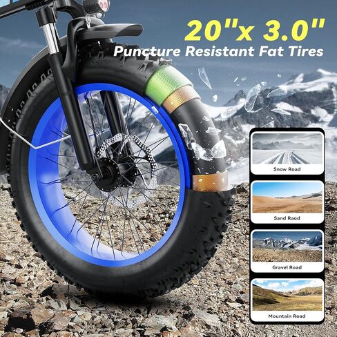 Foldable Electric Bike for Adults, 30+MPH, 48V 20Ah Removable Battery up to 80Miles, 20" Fat Tire Peak 1000W Motor Dirt Ebike Adult Electric Bicycle for City Commute Beach Mountain Adventurous E Bike in Saudi Arabia