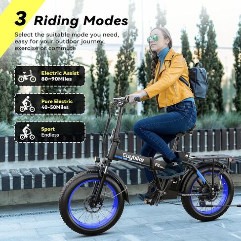 Foldable Electric Bike for Adults, 30+MPH, 48V 20Ah Removable Battery up to 80Miles, 20" Fat Tire Peak 1000W Motor Dirt Ebike Adult Electric Bicycle for City Commute Beach Mountain Adventurous E Bike in Saudi Arabia