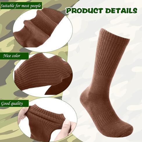 10 Pairs Men's Army Crew Sock Military Green Cotton Socks for Soldiers Firefighters Police Outdoor Sports Work Socks in Saudi Arabia