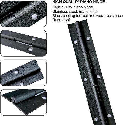 2 Pack Piano Hinge 12 Inch*1.2 inch Stainless Steel Black Piano Hinge Heavy Duty for Various Doors Cabinets Woodwork Marine Doors - 1.2'' Opening Width 24 Screws Included in Saudi Arabia