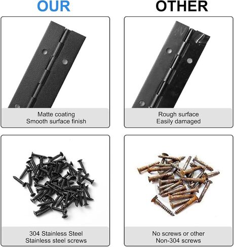 2 Pack Piano Hinge 12 Inch*1.2 inch Stainless Steel Black Piano Hinge Heavy Duty for Various Doors Cabinets Woodwork Marine Doors - 1.2'' Opening Width 24 Screws Included in Saudi Arabia
