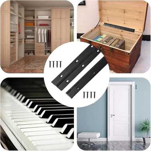 2 Pack Piano Hinge 12 Inch*1.2 inch Stainless Steel Black Piano Hinge Heavy Duty for Various Doors Cabinets Woodwork Marine Doors - 1.2'' Opening Width 24 Screws Included in Saudi Arabia