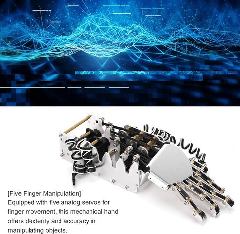 Robot Hand Kit 1/1 Scale Analog Servo 5 Finger Manipulator Right Mechanical Hand for Robotics Enthusiasts and Developers Black in Saudi Arabia