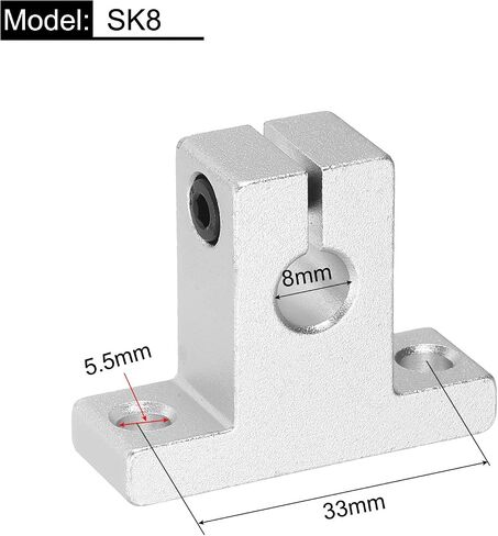uxcell 4pcs SK8 Aluminum Linear Rod Rail Shaft Support for 8mm Diameter Shaft, Linear Motion Rail Guides Mounting Bracket with Wrench for CNC Machine, 3D Printer, Automation Equipment in Saudi Arabia