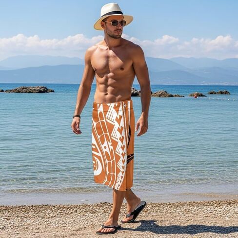 Men's Samoan Lavalava South Pacific Outfit Bottoms Hawaiian Cover-Up Polynesian Island Style in Saudi Arabia