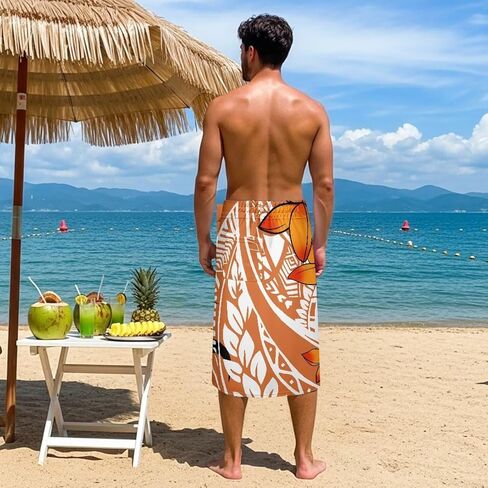 Men's Samoan Lavalava South Pacific Outfit Bottoms Hawaiian Cover-Up Polynesian Island Style in Saudi Arabia