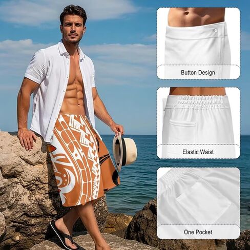 Men's Samoan Lavalava South Pacific Outfit Bottoms Hawaiian Cover-Up Polynesian Island Style in Saudi Arabia