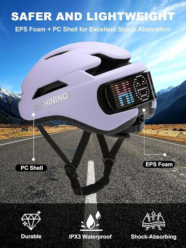 خوذة الدراجة للنساء للرجال البالغين ، خوذة الدراجات مع شاشة LED ، خوذة Ebike مع عن بُعد وتطبيق ، خوذات ركوب الدراجات مع إشارات المنعطفات ، الضوء الخلفي ، صورة DIY ، خوذات الدراجة الرجالية تتناسب مع 22-24in in Kuwait
