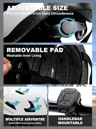 خوذة الدراجة للنساء للرجال البالغين ، خوذة الدراجات مع شاشة LED ، خوذة Ebike مع عن بُعد وتطبيق ، خوذات ركوب الدراجات مع إشارات المنعطفات ، الضوء الخلفي ، صورة DIY ، خوذات الدراجة الرجالية تتناسب مع 22-24in in Kuwait