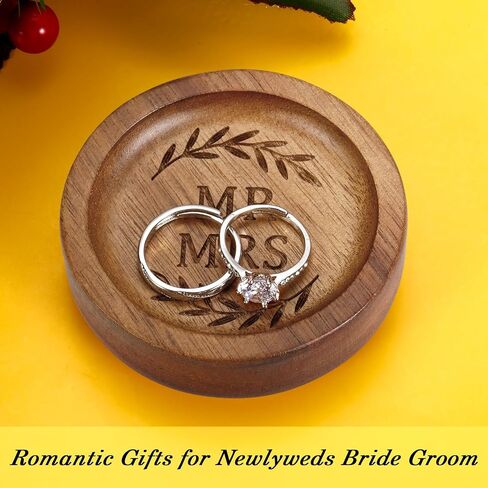 Wooden Ring Dish 5 Year Anniversary Wood Gift for Him Her, 5th Wooden Gifts for Wife Husband, 5 Year Marriage Presents Anniversary for Couple, Fifth Anniversay Present for Women Men in Saudi Arabia