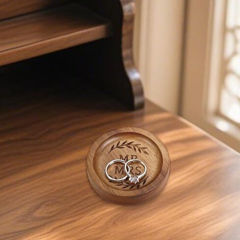 Wooden Ring Dish 5 Year Anniversary Wood Gift for Him Her, 5th Wooden Gifts for Wife Husband, 5 Year Marriage Presents Anniversary for Couple, Fifth Anniversay Present for Women Men in Saudi Arabia