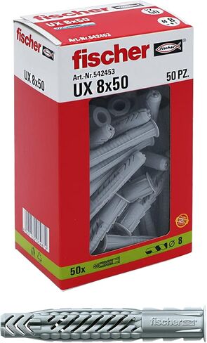 Fischer 542453 UX ، Gray ، Dowel 8 × 50 مم ، مجموعة من 50) in Saudi Arabia