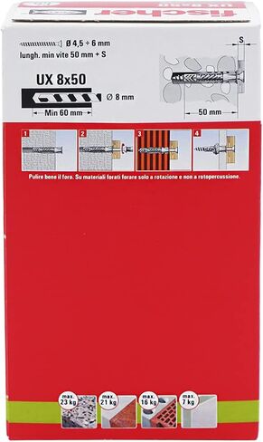 Fischer 542453 UX ، Gray ، Dowel 8 × 50 مم ، مجموعة من 50) in Saudi Arabia