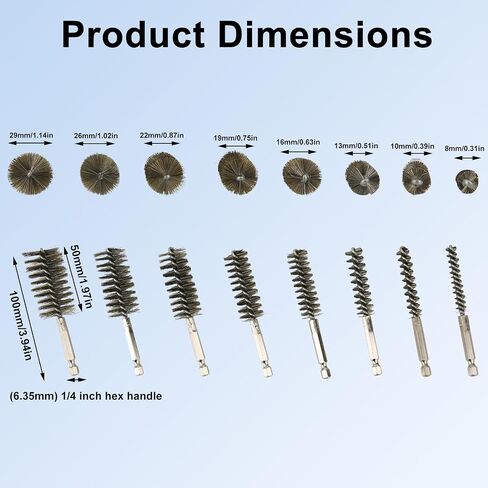8pcs فرشاة تجويف ملتوية ، فرشاة سلك الفولاذ المقاوم للصدأ مع 1/4 بوصة منظف تجويف سداسي سداسي سداسي لبرنامج تشغيل تأثير الحفر وتنظيف الأنبوب in Saudi Arabia