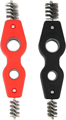 2pcs Copper Tubing Brush, Red Black 4 in 1 Stainless Steel Inner & Outer Thread Copper Tubing Brush Cleaner with Anti-Slip Handle for Installation Plumbing Soldering in Saudi Arabia