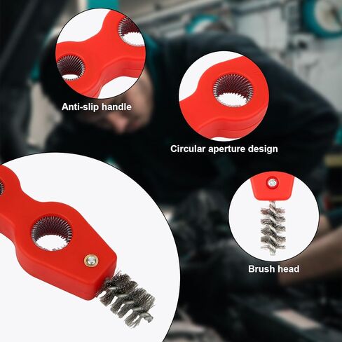 2pcs Copper Tubing Brush, Red Black 4 in 1 Stainless Steel Inner & Outer Thread Copper Tubing Brush Cleaner with Anti-Slip Handle for Installation Plumbing Soldering in Saudi Arabia