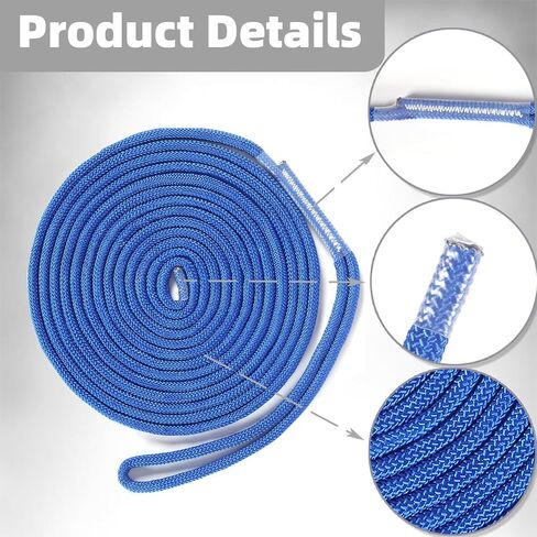 4 حزمة دوك خط 3/8 '' x 20ft خطوط قفص القارب للقارب والقرعة 3/8 بوصة مضفر مزدوجة نايلون جديلة حبل حبل مضفر من النايلون مع حلقة (20 قدم) in Kuwait