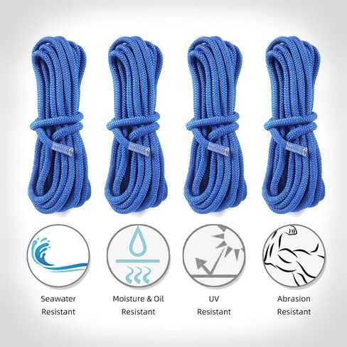 4 حزمة دوك خط 3/8 '' x 20ft خطوط قفص القارب للقارب والقرعة 3/8 بوصة مضفر مزدوجة نايلون جديلة حبل حبل مضفر من النايلون مع حلقة (20 قدم) in Kuwait