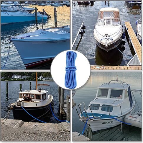 4 حزمة دوك خط 3/8 '' x 20ft خطوط قفص القارب للقارب والقرعة 3/8 بوصة مضفر مزدوجة نايلون جديلة حبل حبل مضفر من النايلون مع حلقة (20 قدم) in Kuwait