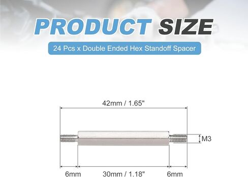 meccanixity 24 pcs الفولاذ المقاوم للصدأ مقاوم للصدأ مزدوج الجوز ، m3x42mm ذكر لذب in Saudi Arabia