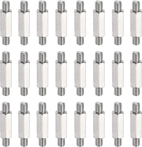 MECCANIXITY 24 Pcs Stainless Steel Double Ended Stud Nut, M5x28mm Male to Male Double End Threaded Stud for Hex Head Double End Studs Rods Right Left Hand Thread Screws in Saudi Arabia