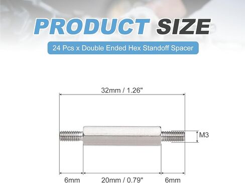 meccanixity 24 pcs الفولاذ المقاوم للصدأ مقاوم المقاوم للصدأ جوز المسمار ، m3x32mm ذكر لذب in Saudi Arabia