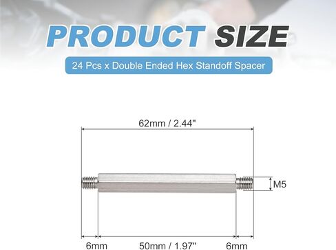 meccanixity 24 pcs الفولاذ المقاوم للصدأ مقاوم المقاوم للصدأ جوز المسمار ، m5x62mm ذكر لذب in Saudi Arabia