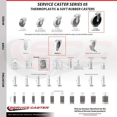 العلامة التجارية Service Caster - متوافقة مع/استبدال - عربات - Rubbermaid - 4400 Series 4500 Series in Kuwait