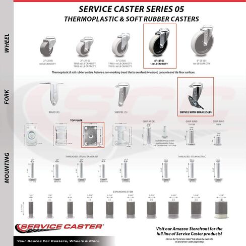 العلامة التجارية Service Caster - متوافقة مع/استبدال - عربات - Rubbermaid - 4400 Series 4500 Series in Kuwait