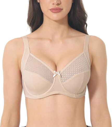 Women's Lace Unpadded Minimizer Push Up Underwire Bra Full Coverage Everyday Bra for Plus Size Big Bust in Saudi Arabia