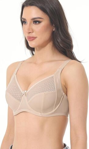 Women's Lace Unpadded Minimizer Push Up Underwire Bra Full Coverage Everyday Bra for Plus Size Big Bust in Saudi Arabia