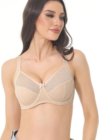 Women's Lace Unpadded Minimizer Push Up Underwire Bra Full Coverage Everyday Bra for Plus Size Big Bust in Saudi Arabia