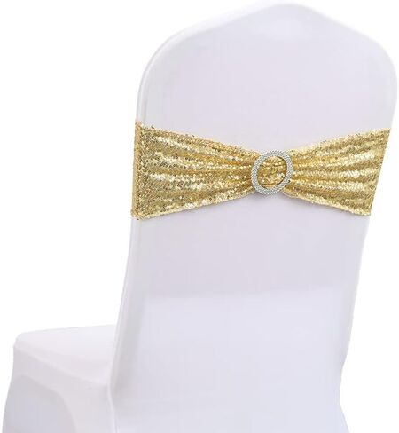 10pcs ترتر لامعة كرسي الشريط sash stretch كرسي بريق الفرقة sash معقدة مع مشبك الدائرة لحفلات الفندق الزفاف الوردي 10pcs (t Blue 10pcs) (Rose Gold 10pcs) in Saudi Arabia