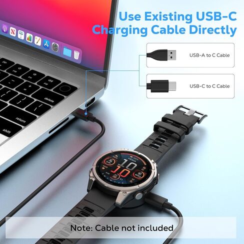 محول شاحن Moko USB C لـ Garmin Fenix ​​8/7/7 Pro/7S/7x/7x Pro/6/6x/6S/5/5 Plus/5x/5x Plus/5S/Forerunner 970/965/945/غريزة ، قم بمحطة كابل شحن النوع C ، الأسود in Saudi Arabia
