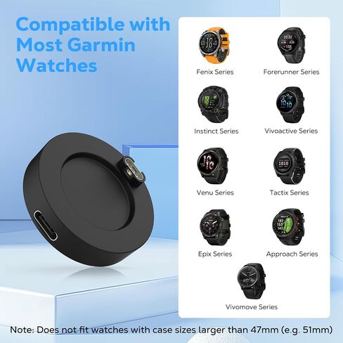 محول شاحن Moko USB C لـ Garmin Fenix ​​8/7/7 Pro/7S/7x/7x Pro/6/6x/6S/5/5 Plus/5x/5x Plus/5S/Forerunner 970/965/945/غريزة ، قم بمحطة كابل شحن النوع C ، الأسود in Saudi Arabia