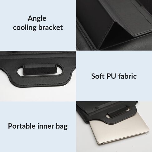 IMMOENUC Multifunctional 14 inch Laptop Sleeve with Stand | Water-Resistant PU Leather Portable Laptop Case, Built-in Adjustable Stand & Mouse Pad, for 13-14" MacBook/Notebook (15.7"x10") Rose Gold in Kuwait