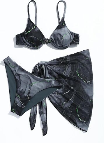 zaful 3 قطع السباحة للنساء underwire thong bikini يضع قفل الظهر الثلث بدلة الاستحمام in Kuwait