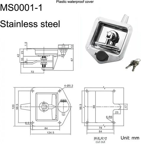 304 FESTER TELANEL T-PANEL LOCK SEMI-TRUCK TRAILER TOOLL TOOLET LOCK 1PCS (MS0001-2) in Saudi Arabia