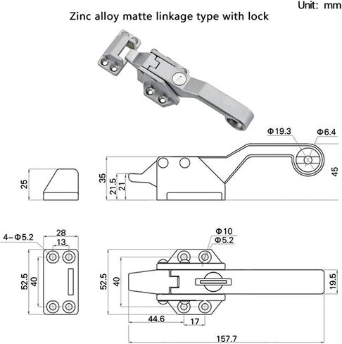 Zinc Alloy Vacuum Tight Closing Handle for Refrigerated Garage Door Hinge for Refrigerated Storage Industry Heavy Hinge 1Pcs(Exposed no Lock) in Saudi Arabia