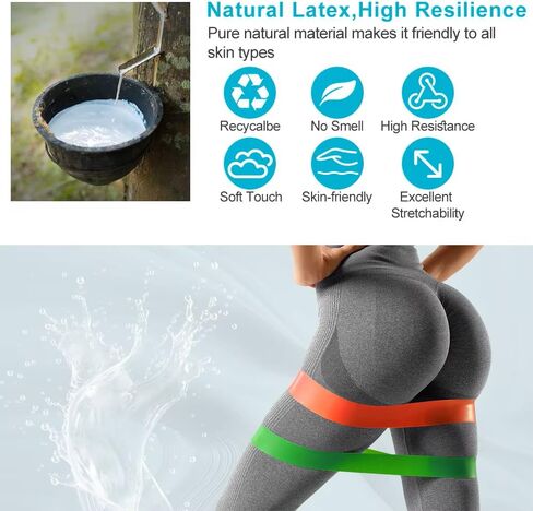 Resistance Bands for Working Out Set of 5, Elastic Exercice Loop Bands for Physical Therapy, Yoga Starter Set of Stretch Bands for Booty Legs, Pilates Flexbands for Men and Women with Carrying Bag in Saudi Arabia