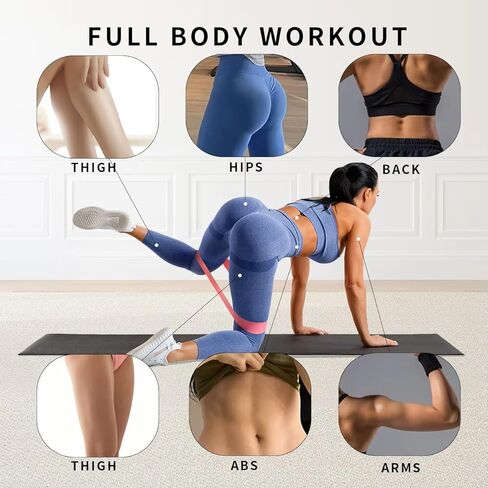 Resistance Bands for Working Out Set of 5, Elastic Exercice Loop Bands for Physical Therapy, Yoga Starter Set of Stretch Bands for Booty Legs, Pilates Flexbands for Men and Women with Carrying Bag in Saudi Arabia