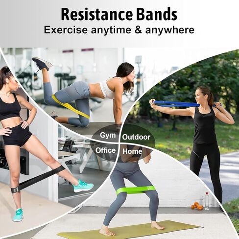 Resistance Bands for Working Out Set of 5, Elastic Exercice Loop Bands for Physical Therapy, Yoga Starter Set of Stretch Bands for Booty Legs, Pilates Flexbands for Men and Women with Carrying Bag in Saudi Arabia