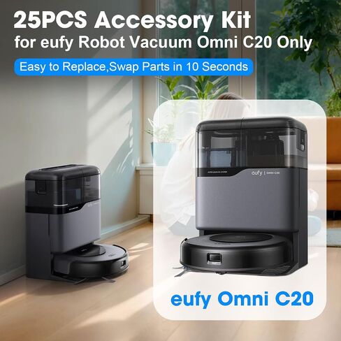 مجموعة إكسسوارات استبدال 21 حزمة لـ Eufy X10 Pro Omni Robot Cleaner تشمل الفرش الرئيسية والمرشحات وأكياس الغبار ومنصات الممسحة والفرش الجانبية وأداة التنظيف والبراغي in Kuwait