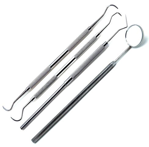 مجموعة الفحص الأسنان من 4 ، منجل Scaler ، Jaquette Scaler ، Explorer 9 ، مرآة الأدوات المتميزة لتنظيف الأسنان in Kuwait