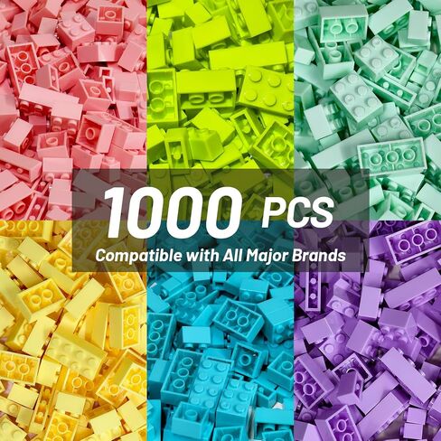 1000 قطعة قطعة للبناء ، مجموعة بناء الأساسيات الكلاسيكية 2x4 الطوب ، متوافقة مع جميع العلامات التجارية الرئيسية ، ألعاب بناء الجذعية الإبداعية للأطفال الذين تتراوح أعمارهم بين 4 5 6 7 8 (Black & Gray & White) in Kuwait