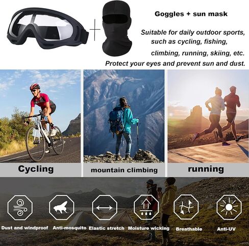 ركوب الدراجات الرياضية نظارات موتوكروس ركوب المشي لمسافات طويلة مع قناع بالاكلافا حماية الأشعة فوق البنفسجية الصيف تبريد العنق الرجال الرجال in Kuwait