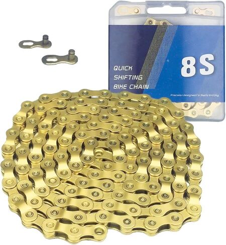 6/7/8/9/10/11/12 Speed Bike Chain – High-Strength, Durable & Smooth-Shifting for Road/Mountain Bikes (Gold-9-Speed) in Kuwait
